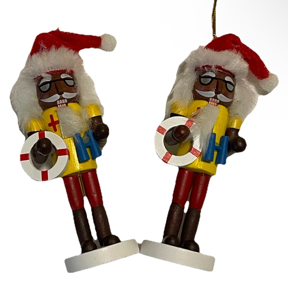 Nutcracker Ornaments SET OF TWO New With Tags Lifeguard Wood